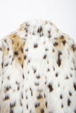 Cappotto di pelliccia sintetica invernale da donna leopardato bianco