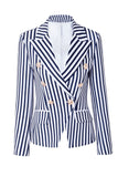 Blazer da donna a righe bianche blu