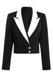 Blazer da donna corto con risvolto classico nero