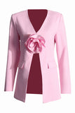 Elegante rosa 3D fiore Blazer da donna