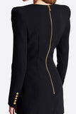 Blazer Donna Lungo Donna Nero Scollo A V Slim Fit