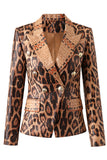 Leopard Print Peak Lapel Maniche Lunghe Donna Blazer