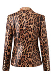 Leopard Print Peak Lapel Maniche Lunghe Donna Blazer