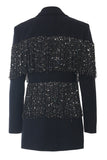 Sparkly Navy Peak Risberlera Donna Blazer con frange