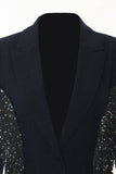 Sparkly Navy Peak Risberlera Donna Blazer con frange