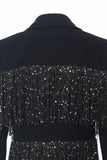 Sparkly Navy Peak Risberlera Donna Blazer con frange