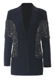 Sparkly Navy Peak Risberlera Donna Blazer con frange