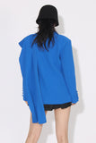 Royal Blue Asimmetrico Risvolto Dentellate Donna Blazer