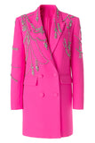 Sparkly Fucsia Scialle Risvolto Donne Blazer