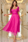 Abito Maxi Formale A Line Rosa Con Pizzo