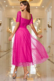 Abito Maxi Formale A Line Rosa Con Pizzo