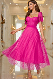 Abito Maxi Formale A Line Rosa Con Pizzo