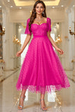 Abito Maxi Formale A Line Rosa Con Pizzo