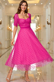 Abito Maxi Formale A Line Rosa Con Pizzo