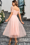 Abito Maxi Formale A Line Rosa Con Pizzo