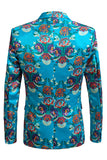 Blazer da uomo con ricamo blu a un pulsante
