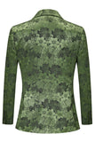 Army Green Peak Lapel 2 pezzi abito da ballo da uomo con motivo