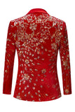 Sparkly Red Scialle Risvolto 2 Pezzi Paillettes Blazer e Gilet da uomo