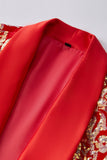 Sparkly Red Scialle Risvolto 2 Pezzi Paillettes Blazer e Gilet da uomo