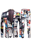 Abito da uomo 2 pezzi Graffiti Special con risvolto dentellato bianco