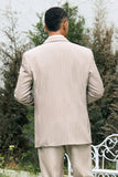 Avorio Picco Risvolto Gessato Monopetto 3 Pezzi Abiti Da Sposa Da Uomo
