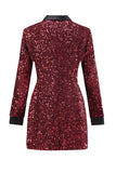 Sparkly Burgundy Bodycon Maxi Blazer da donna