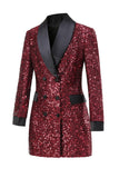 Sparkly Burgundy Bodycon Maxi Blazer da donna