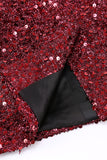 Sparkly Burgundy Bodycon Maxi Blazer da donna