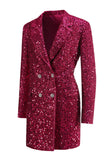 Blazer lungo da donna con tacche fucsia scintillanti