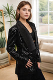 Sparkly nero donna Prom Blazer con frange