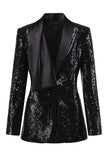 Sparkly nero donna Prom Blazer con frange