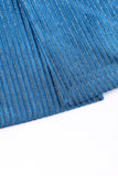 Peacock Blue Stripes Risvolto Dentellato 2 Pezzi Abiti con Cintura