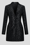 Blazer nero a maniche lunghe con paillettes scintillanti