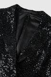 Blazer nero a maniche lunghe con paillettes scintillanti