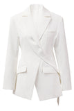 Blazer asimmetrico bianco a maniche lunghe