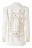 Bianco Beaded Picco Risvolto Donne Blazer