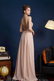 Golden Glitter A Line Spaghetti Straps Beaded Abito da ballo lungo