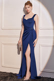 Burgundy Mermaid Long Prom Abito con spacco
