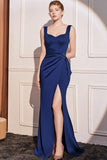 Burgundy Mermaid Long Prom Abito con spacco