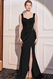 Burgundy Mermaid Long Prom Abito con spacco