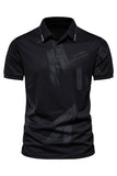 Polo da uomo nera Slim Fit in cotone a maniche corte