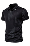 Polo da uomo nera Slim Fit in cotone a maniche corte