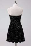 Sparkly Black A-Line senza spalline paillettes abito corto ritorno a casa