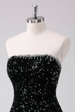 Sparkly Black A-Line senza spalline paillettes abito corto ritorno a casa