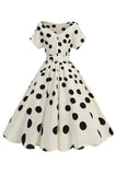 Black Rose stampato A-Line scollo a barca Midi 1950s Dress
