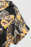 Black Rose stampato A-Line scollo a barca Midi 1950s Dress