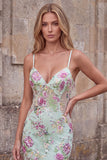 Scintillante paillettes sirena spaghetti straps nero abito da cerimonia con applique