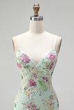 Scintillante paillettes sirena spaghetti straps nero abito da cerimonia con applique