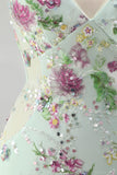 Scintillante paillettes sirena spaghetti straps nero abito da cerimonia con applique