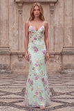 Scintillante paillettes sirena spaghetti straps nero abito da cerimonia con applique
